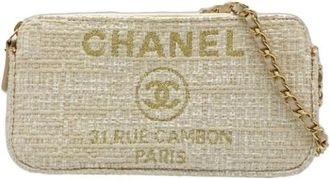 Chanel Pre-owned Cross Body Bags, female, Beige, Size: ONE SIZE Pre-owned Vintage Canvas Cross Body Bag
