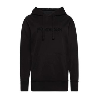 J.W.Anderson Logo Borduurwerk Unisex Hoodie - Dames - Hoodies - Zwart - XS - Katoen - Hoodies & sweatvesten