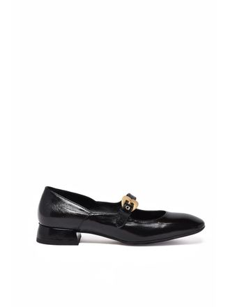 A.Bocca Black Leather Pointed Flats