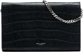 Saint Laurent Pre-owned Cross Body Bags, female, Black, Size: ONE SIZE Pre-owned Leather Cross Body Bag
