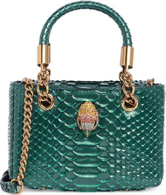 Kurt Geiger Square Mini Kensington Python Embossed Bag in Green at Nordstrom Rack