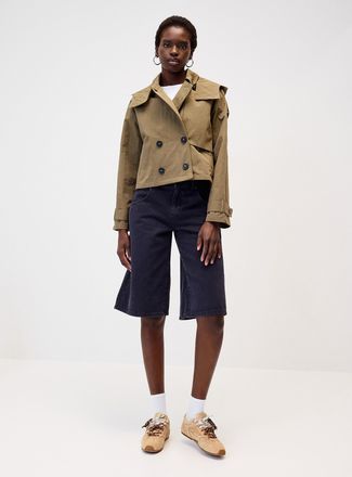 Twik Womens Cropped double-breasted trench coat