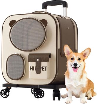 OEM Mochila Con Ruedas Desmontables - C&oacute;moda, Para Gatos/perros, Viajes/senderismo, Marr&oacute;n