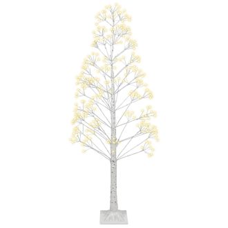 Beliani Rbol De Navidad Artificial De Exterior E Interior Con Luces Led Estilo Escandinavo Pe 180 Cm Blanco Balini