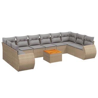 vidaXL Vidaxl - Set Divani Da Giardino 11 Pz Con Cuscini Beige In Polyrattan