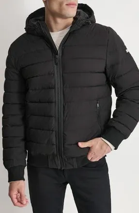 DKNY Zip Front Quilted Jacket in Black at Nordstrom Rack, Size Xx-Large