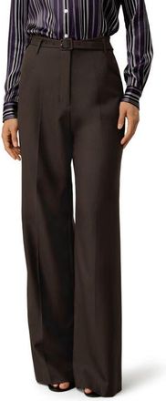 LilySilk Silk Wool High-Waisted Wide-Leg Pant in Chestnut at Nordstrom, Size 10
