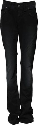 John Galliano Zwarte Tapered Denim Jeans met Rits - Dames - Bootcut Jeans - Zwart - W31 - Denim - Jeans