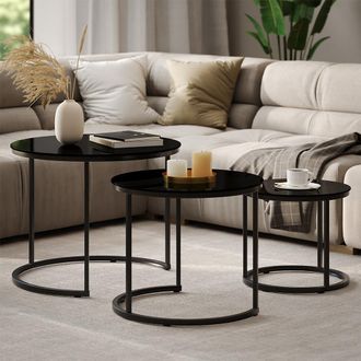 Vicco Conjunto De Mesas De Centro Montreal, Vidrio, 55 X 55 Cm 3 Partes, Vicco
