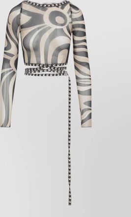 Pucci tulle mesh top signature print straps