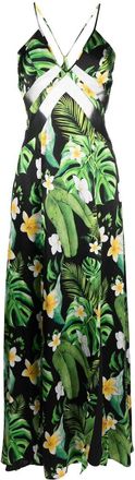 Philipp Plein Hawaii printed silk maxi dress - women - Silk - L - Black