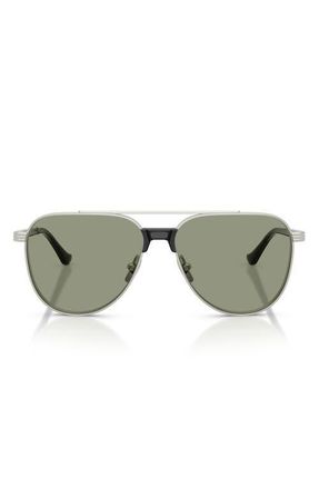 Ferrari 59mm Pilot Sunglasses in Silver Matte /Dark Green Red at Nordstrom