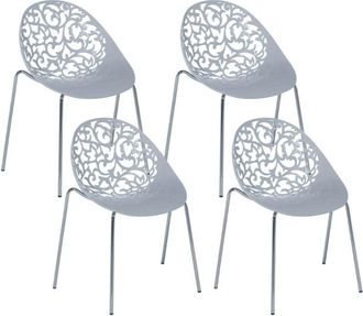 Beliani Beliani - Set di 4 sedie plastica grigio schienale decorativo traforato Mumford
