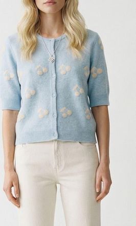 Vero Moda Offy Intarsia Cardigan in Cashmere Print Blue White Cher at Nordstrom, Size X-Large