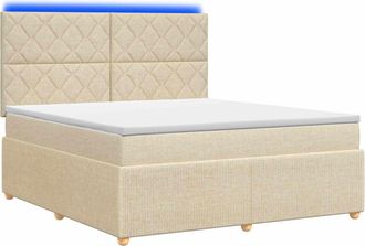 vidaXL Letto Box Spring Led Con Materasso Crema 160 X 200 Cm Tessuto Vidaxl