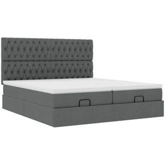 vidaXL Estructura Cama Otomana Colchones Tela Gris Oscuro 160x200 Cm Vidaxl