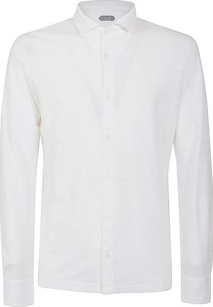 Zanone Formal Shirts, male, White, Size: 2XL White Cotton Jersey Shirt