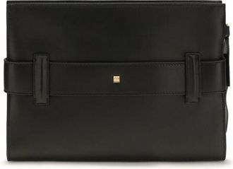 Balmain Womens Anthem Clutch Black Lamb Leather