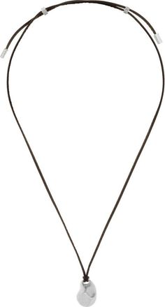 Reiss Leather Cord Pendant Necklace in Silver Tone /Brown at Nordstrom