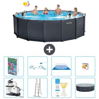 Intex Piscina Graphite Panel Redonda - 478x124 Cm - 9-piezas S647