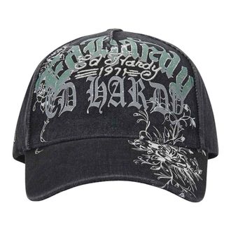 Ed Hardy Distressed Floral Gothic 6 Panel Trucker Cap - unisex - Petten - Zwart - ONE Size - Accessoires