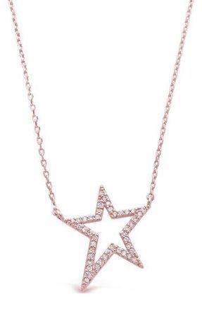Sterling Forever Cubic Zirconia Star Necklace in Rose Gold at Nordstrom Rack