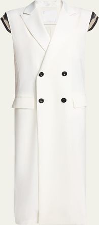 sacai Wool Cape Double-Breasted Long Vest
