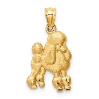 Diamond2Deal 14k Yellow Gold Satin Diamond-cut Poodle Dog Pendant