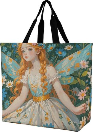 Generic Pfhorn Flower Fairy Carry Bag Eco Friendly Shopping Bag Foldable Handbags For Work Casual Picnic