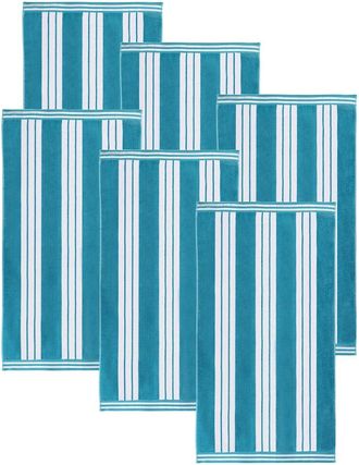 Superior Set Of 6 Cabana Stripe Oversized Cotton Beach Towels