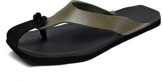 Generic Mens Flip Flops Leather Thong Sandals Fashion Casual Comfort Slides Slippers (11.5,Khaki)