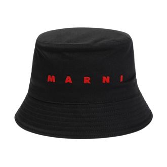 Marni Geborduurd Logo Bucket Hat - Heren - Accessoires - Zwart - Maat: ONE Size Katoen