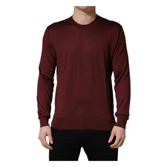 Dolce & Gabbana Round-neck Knitwear, male, Brown, Size: XL Crew Neck Pullover