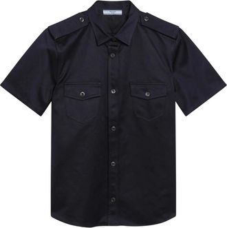 Prada Shirts, female, Blue, Size: S Short-sleeved Chino Shirt