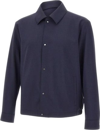 HUGO BOSS P-Carper-Coach Overshirt - Heren - Zomerjassen - Blauw - XL - Wol - Jassen