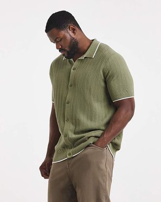 Jacamo Button Through Texture Knitted Polo