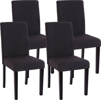 Hhg Hhg - Juego De 4 Sillas De Comedor Littau, Textil, Negro, Patas Oscuras