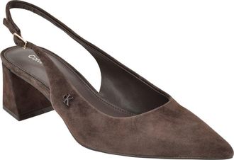 Calvin Klein Sarra Slingback Pointed Toe Pump in Dark Brown at Nordstrom, Size 7.5