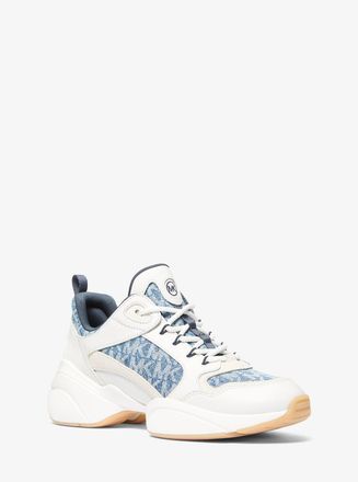 Michael Kors Bowie Signature Logo Print Denim Trainer