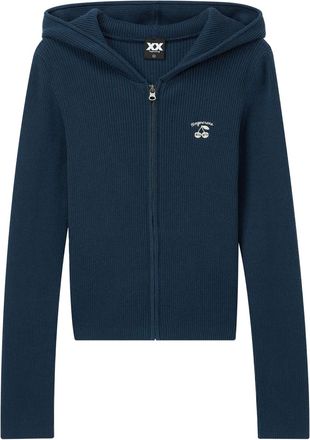 Fingercroxx Cardigan a coste con cappuccio - Blu
