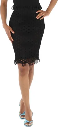 Burberry Ladies Black Ruffle Tulle Detail Skirt, Brand Size 10 (US Size 8)