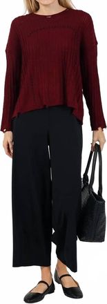 Terre Alte Contrast Stitch And Rib Sweater In Burgundy