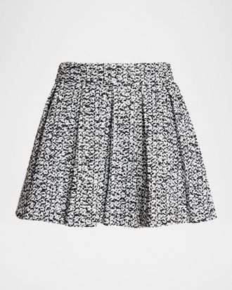 Balmain High-Rise Pleated Tweed Mini Skirt