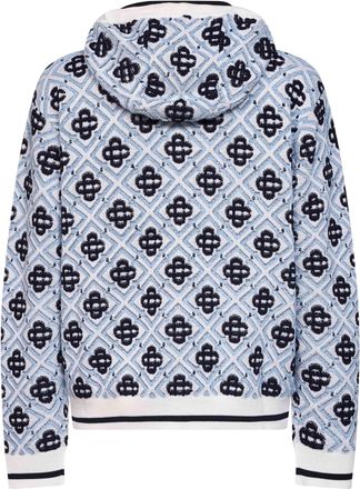 Casablanca Mens Zip-Up Hoodie Cc Monogram White-Black Wool Sweatshirts White/black Sweater