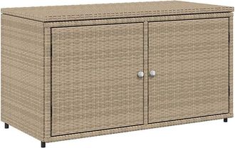 vidaXL Vidaxl - Armario de almacenaje de jardín ratán pe beige 110x55x60,5 cm