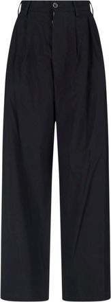 Uma Wang Black High-Waisted Wide-Leg Linen Trousers
