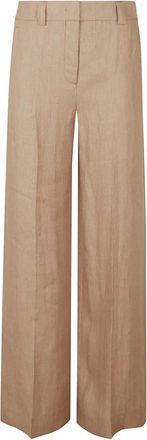 Incotex Dames, Broeken, Bruin, Maat: 2XS Linnen