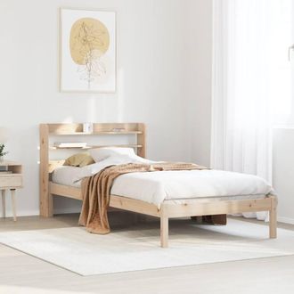 Berkfield Home Bed Frame without Mattress 75x190 cm Small Single Solid Wood Pine in Light Tan