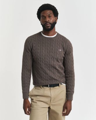 GANT Men Cotton Cable Knit Crew Neck Sweater (XXXL) SEAWOOD MELANGE