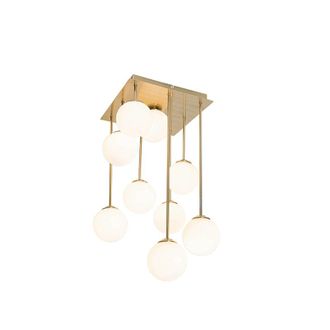 QAZQA Lampada Da Soffitto Athens-opal - Moderno - Acciaio,vetro - Bianco/oro - Quadrato Max. 9 X Watt - Qazqa